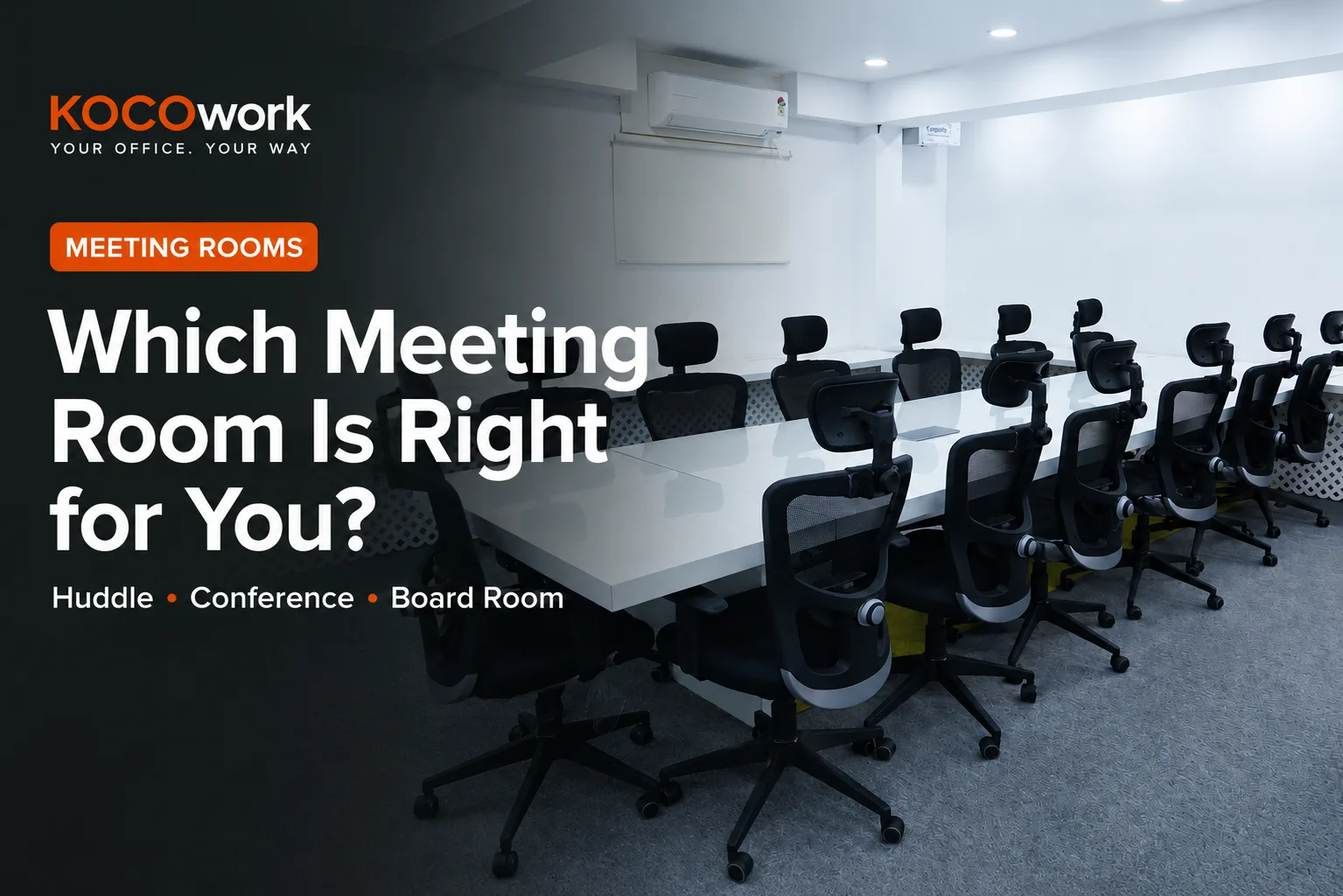 Conference room with meeting table and chairs at KOCOwork, Hyderabad