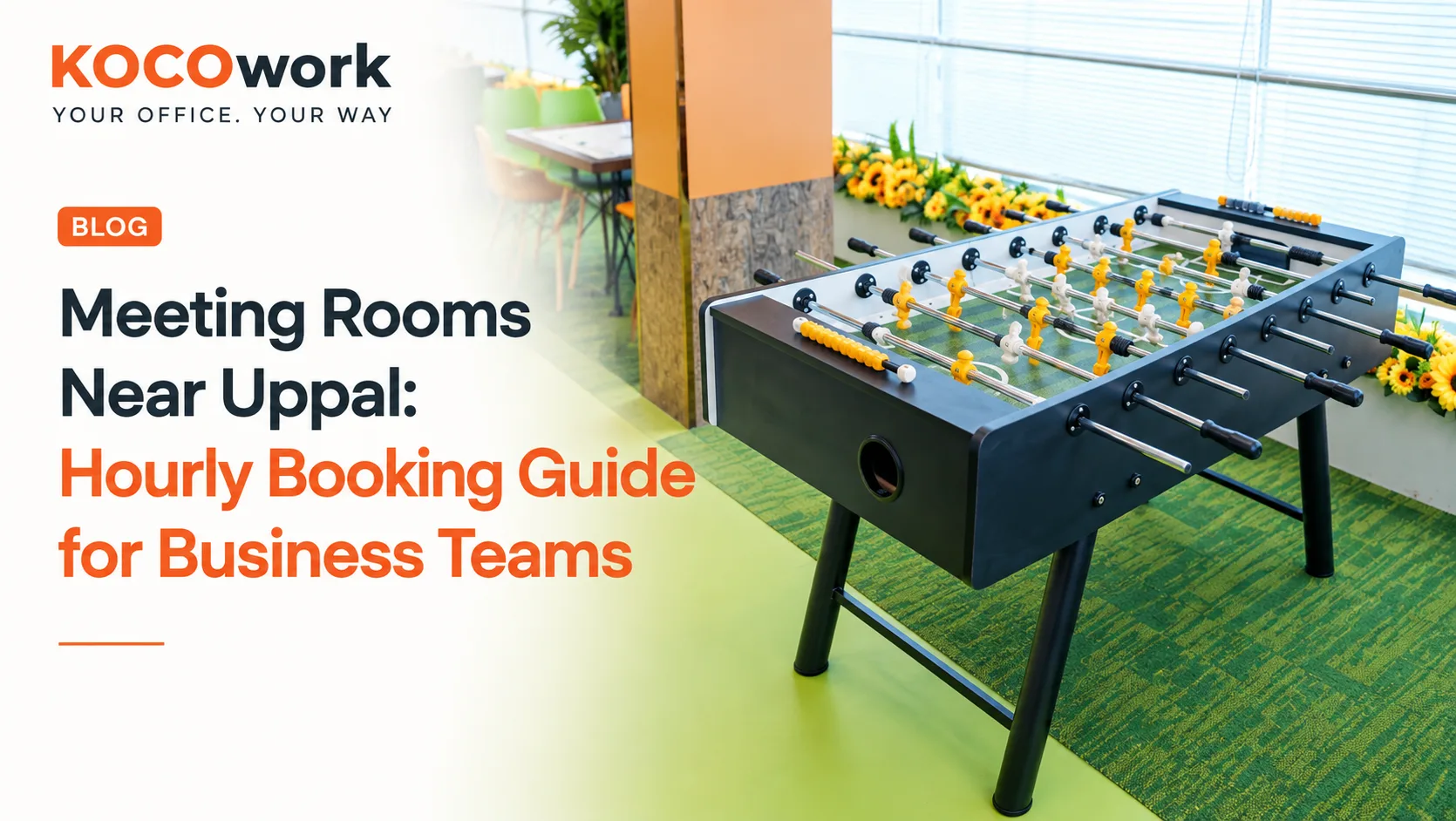 Meeting rooms near Uppal with hourly booking, KOCOwork blog hero graphic