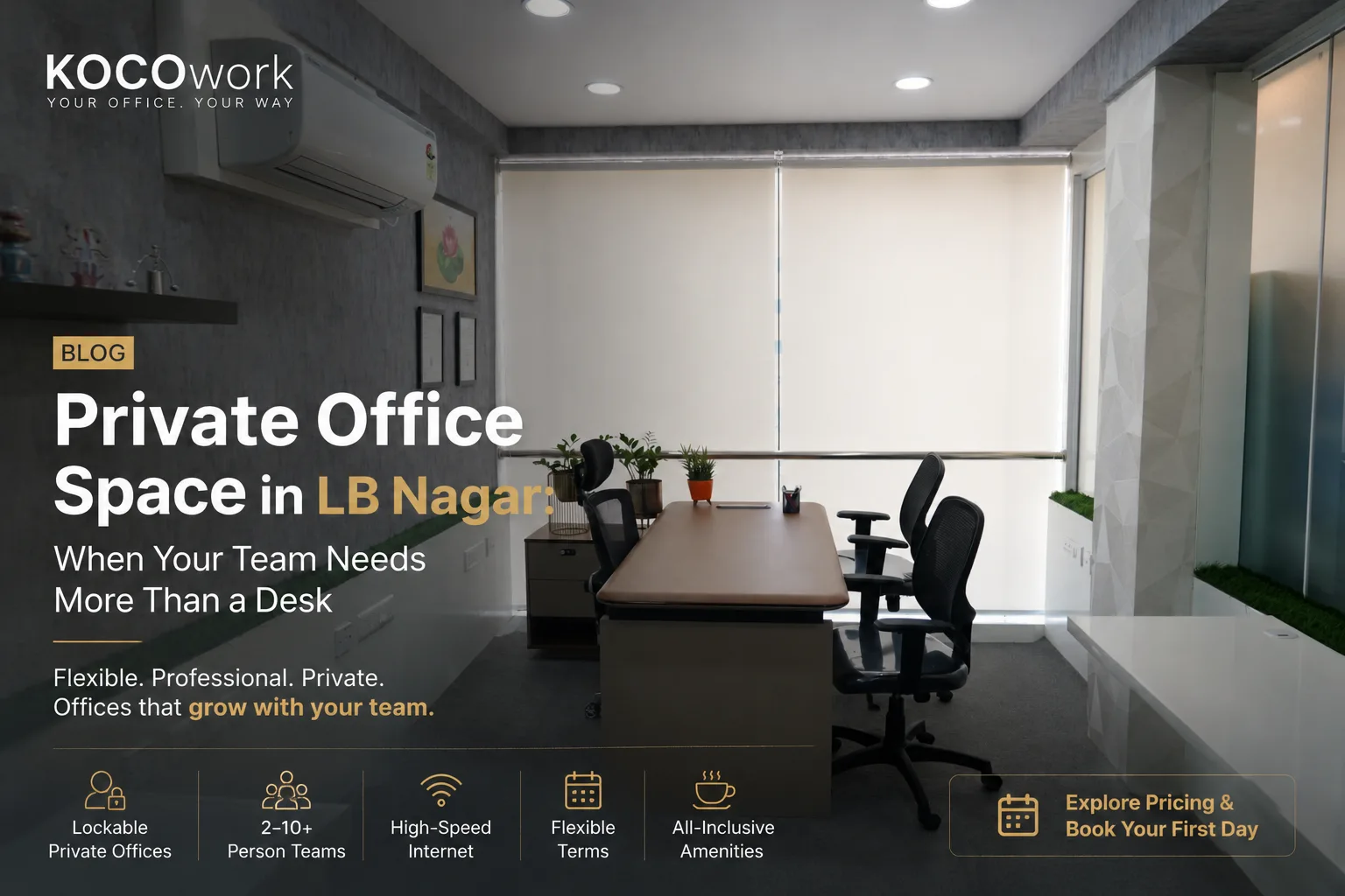 Private lockable office space at KOCOwork near LB Nagar, Hyderabad